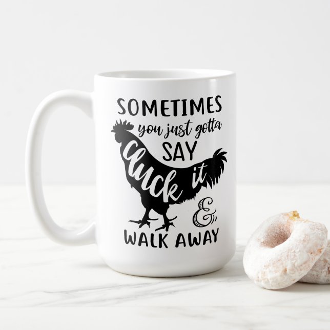 Cute Chicken Lover F Off Farm Farmer Rooster Coffee Mug (With Donut)