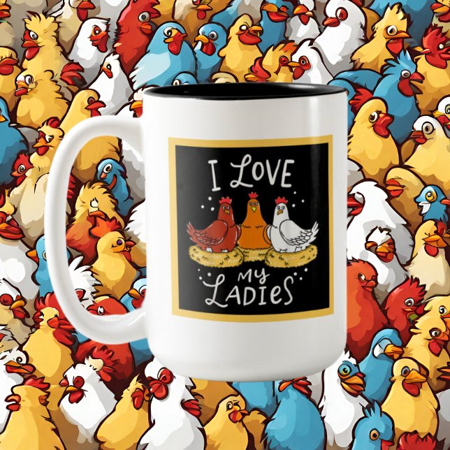 cute chicken lovers add monogram Two-Tone coffee mug (Creator Uploaded)