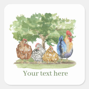cute chicken lovers add text  square sticker