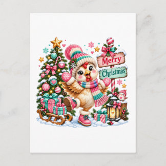 Cute Chicken Merry Christmas Invitation Postcard