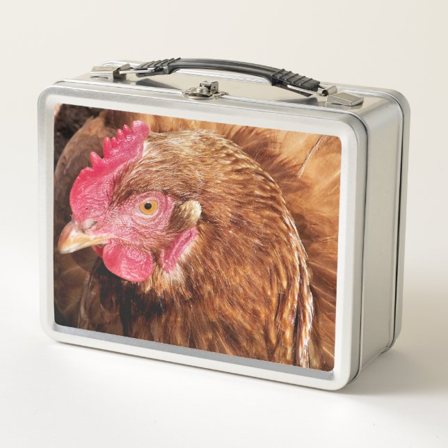 CUTE CHICKEN   METAL LUNCH BOX (Front)