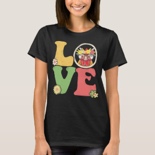 Cute Chicken Peace Sign Love 60s 70s Groovy Hippi T-Shirt
