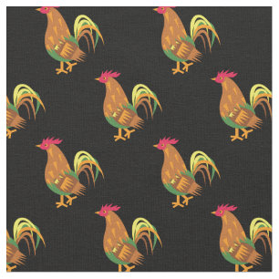 Cute Chicken Rooster Kids Baby Nursery Black Fabric