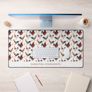 Cute Chicken Rooster Pattern Desk Mat