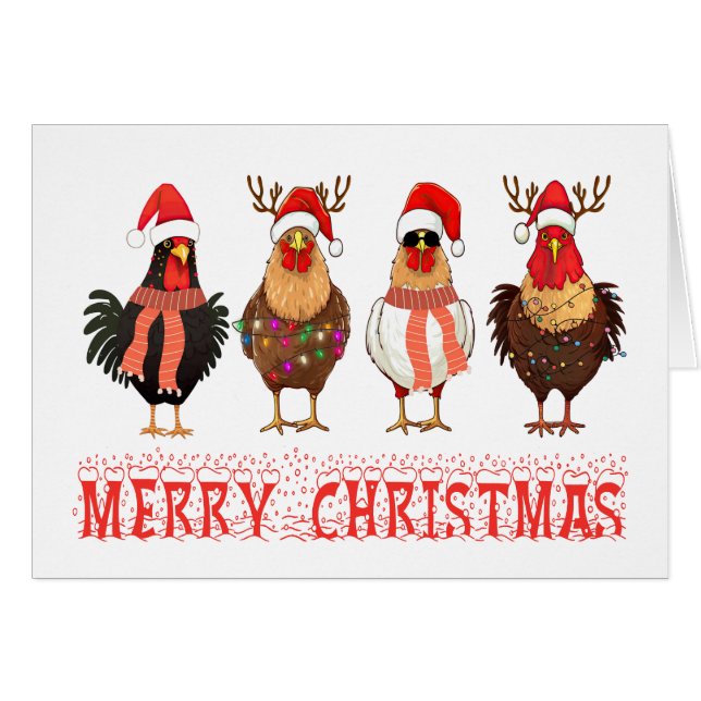 Cute Chicken Santa Hat Farm Farmer Merry Christmas (Front Horizontal)