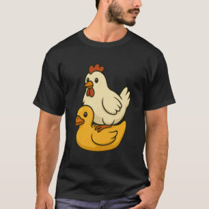 Cute Chicken Sitting On A Rubber Duck T-Shirt