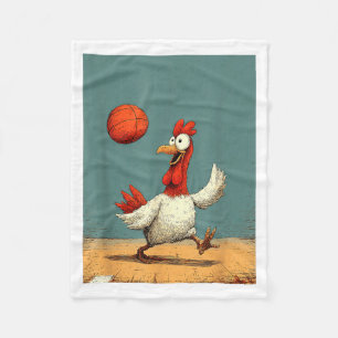 Cute Chicken Sports Funny Basketball Graphic Art Fleece Blanket