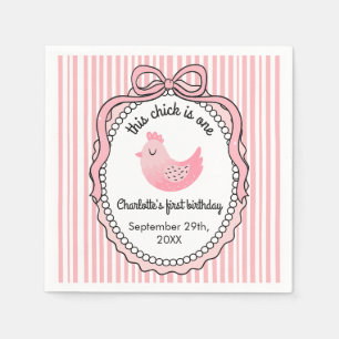 Cute Chicken Stripes Birthday Napkins