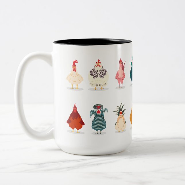 Cute Chicken Two-Tone Coffee Mug (Left)