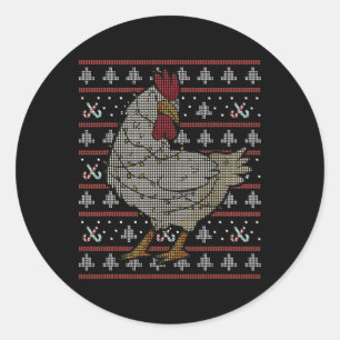 Cute Chicken Ugly Christmas Xmas Funny Classic Round Sticker