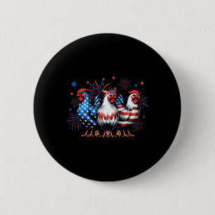 Cute Chicken Usa Flag Patriotic Chicken Lover 4th 6 Cm Round Badge