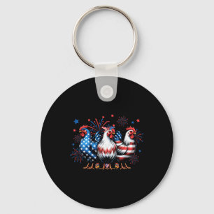 Cute Chicken Usa Flag Patriotic Chicken Lover 4th  Key Ring