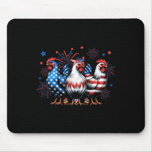 Cute Chicken Usa Flag Patriotic Chicken Lover 4th Mouse Pad