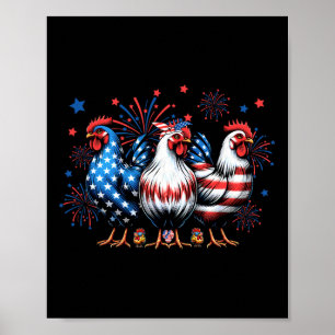 Cute Chicken Usa Flag Patriotic Chicken Lover 4th Poster