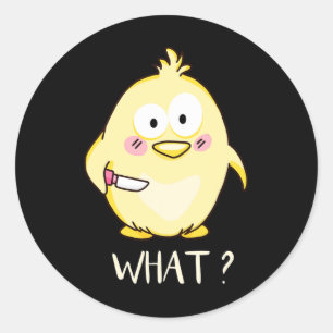 Cute Chicken With Knife - Adult Humour I Chicken L Classic Round Sticker