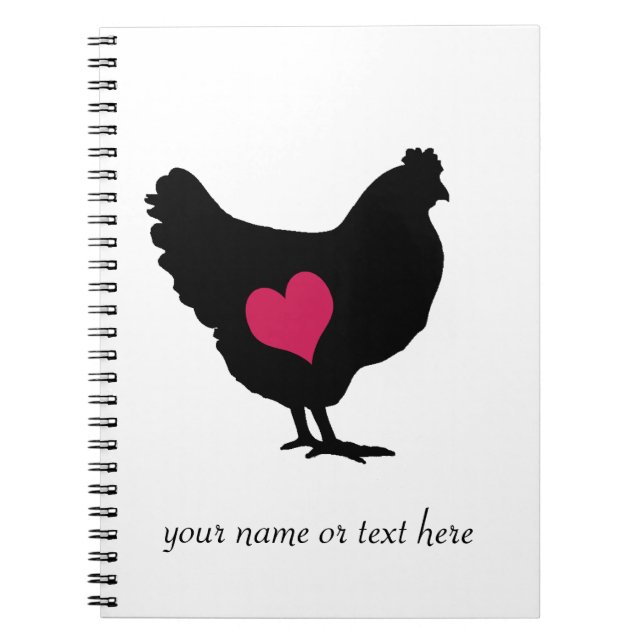 Cute Chicken with Pink Heart Notebook (Front)