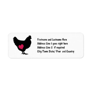 Cute Chicken with Pink Heart Return Address Label