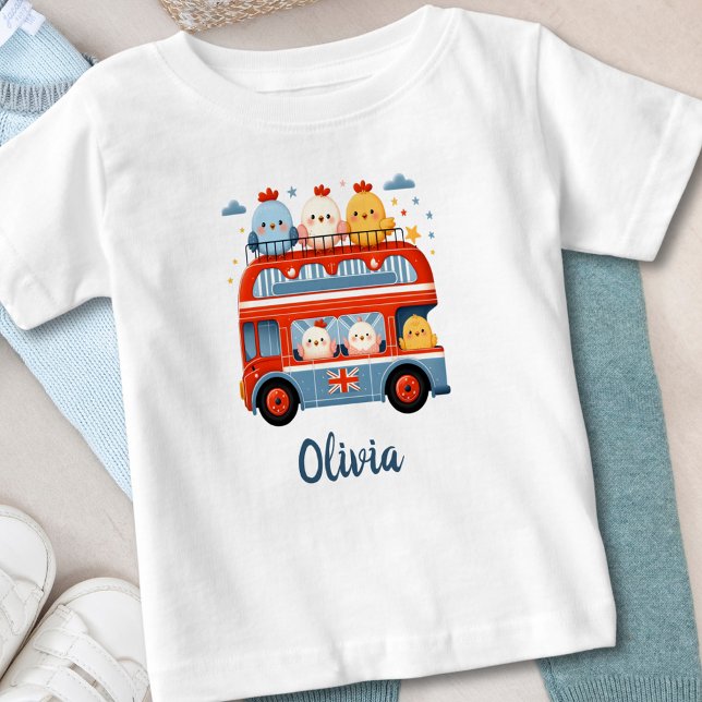 Cute Chickens and London Bus Baby T-Shirt (Creator Uploaded)