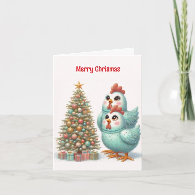 Cute Chickens Christmas Card (Front)