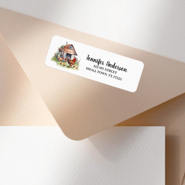 Cute Chickens Coop Barn Address Return Address Label (Creator Uploaded)