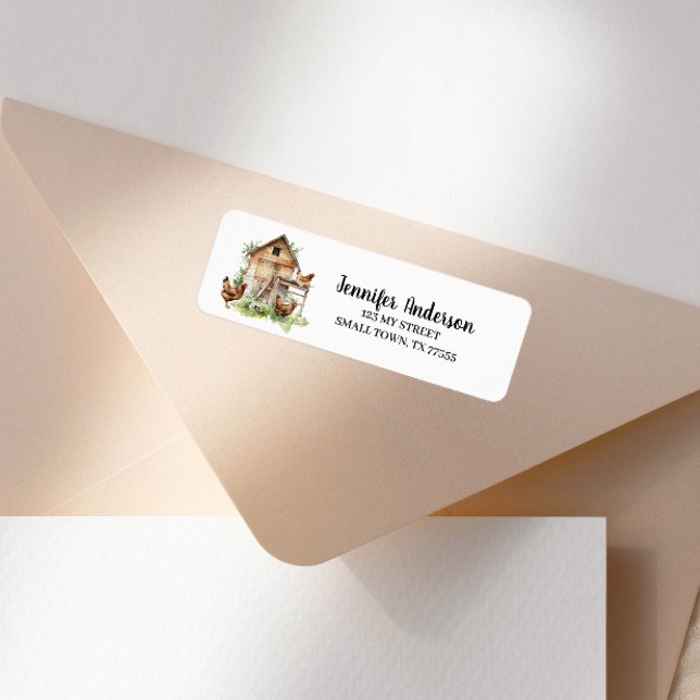 Cute Chickens Coop Barn Address Return Address Label (Creator Uploaded)