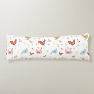 Cute Chickens Hens and Baby Chicks Body Cushion