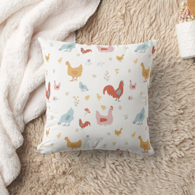Cute Chickens Hens and Baby Chicks Cushion (Blanket)