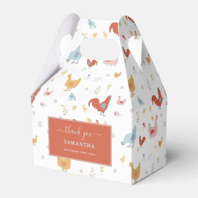 Cute Chickens Hens and Baby Chicks Favour Box (Front Side)