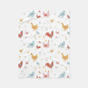 Cute Chickens Hens and Baby Chicks Fleece Blanket