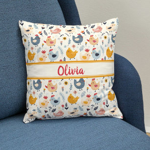 Cute Chickens in the Farm Personalised Cushion