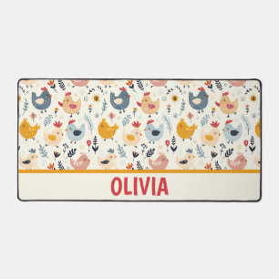 Cute Chickens in the Farm Personalised Desk Mat