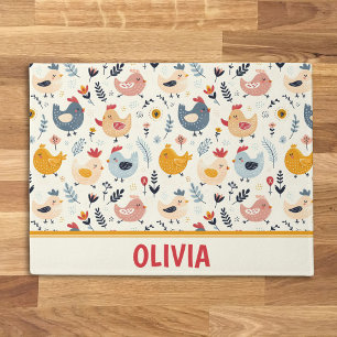 Cute Chickens in the Farm Personalised Doormat