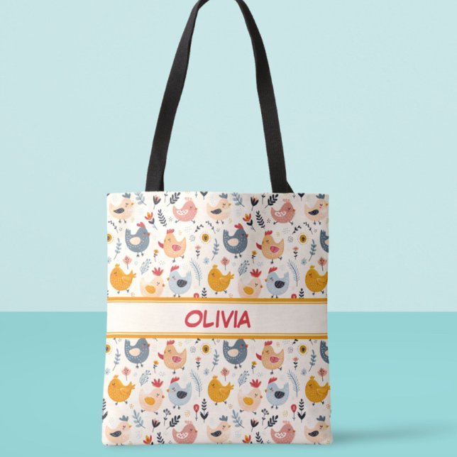 Cute Chickens in the Farm Personalised Tote Bag (Creator Uploaded)