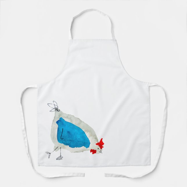 Cute chickens watercolor apron (Front)
