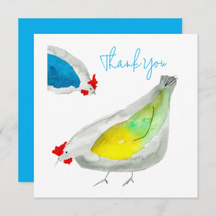 Cute chickens watercolor art card