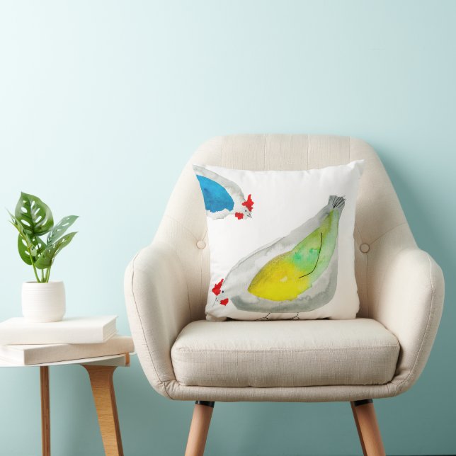 Cute chickens watercolor cushion (Chair)