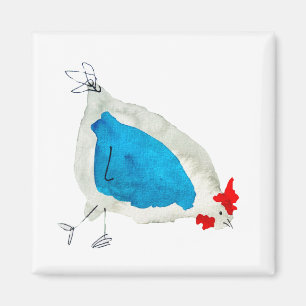 Cute chickens watercolor magnet