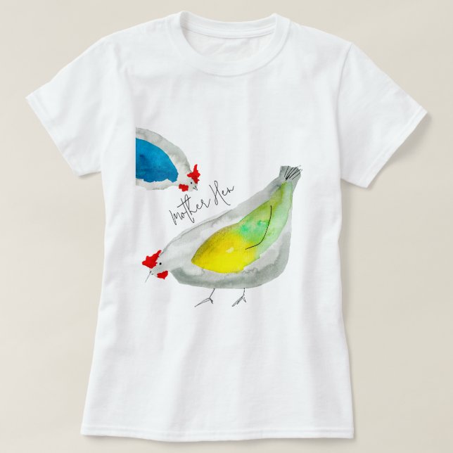 Cute chickens watercolor T-Shirt (Design Front)