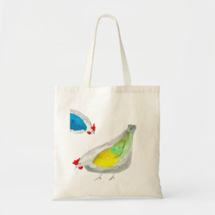 Cute chickens watercolor tote bag