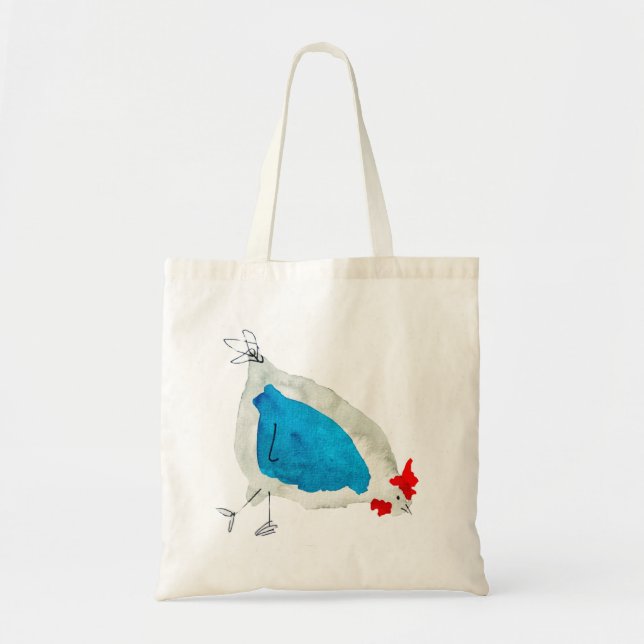 Cute chickens watercolor tote bag (Front)