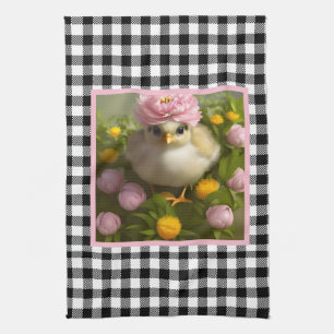 Cute Chicks and Flowers Easter   Tea Towel