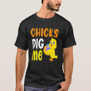 Cute Chicks Dig Me Bunny Egg Hunting Boys Girls Ea T-Shirt