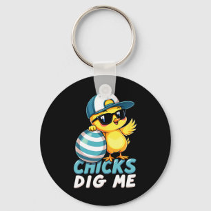 Cute Chicks Dig Me Easter 1  Key Ring