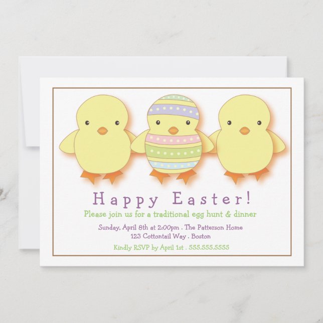 Cute Chicks Easter Egg Decoration Party Invitation (Front)