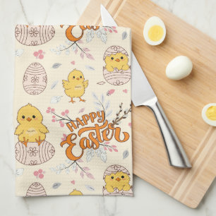 Cute Chicks & Eggs Spring Tea Towel