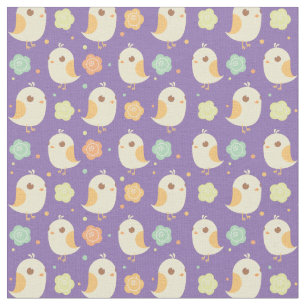 Cute Chicks & Flowers Pattern Fabric