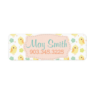 Cute Chicks & Flowers Pattern Return Address Label