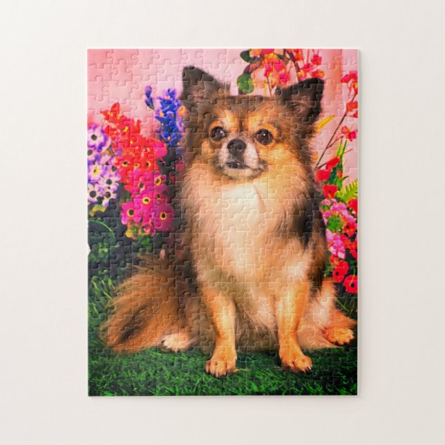 Cute Chihuahua Amid Spring Flowers Jigsaw Puzzle (Vertical)