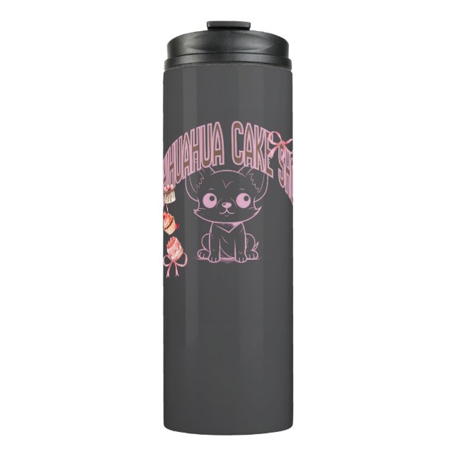 Cute Chihuahua cake shop, sweet tooth, baking, gif Thermal Tumbler (Front)