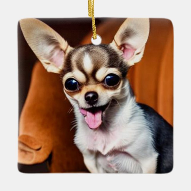 Cute Chihuahua Ceramic Ornament (Front)